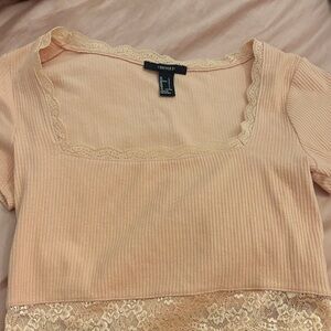 Forever 21 Blush Lace Accent Blouse